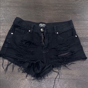 Black jean shorts